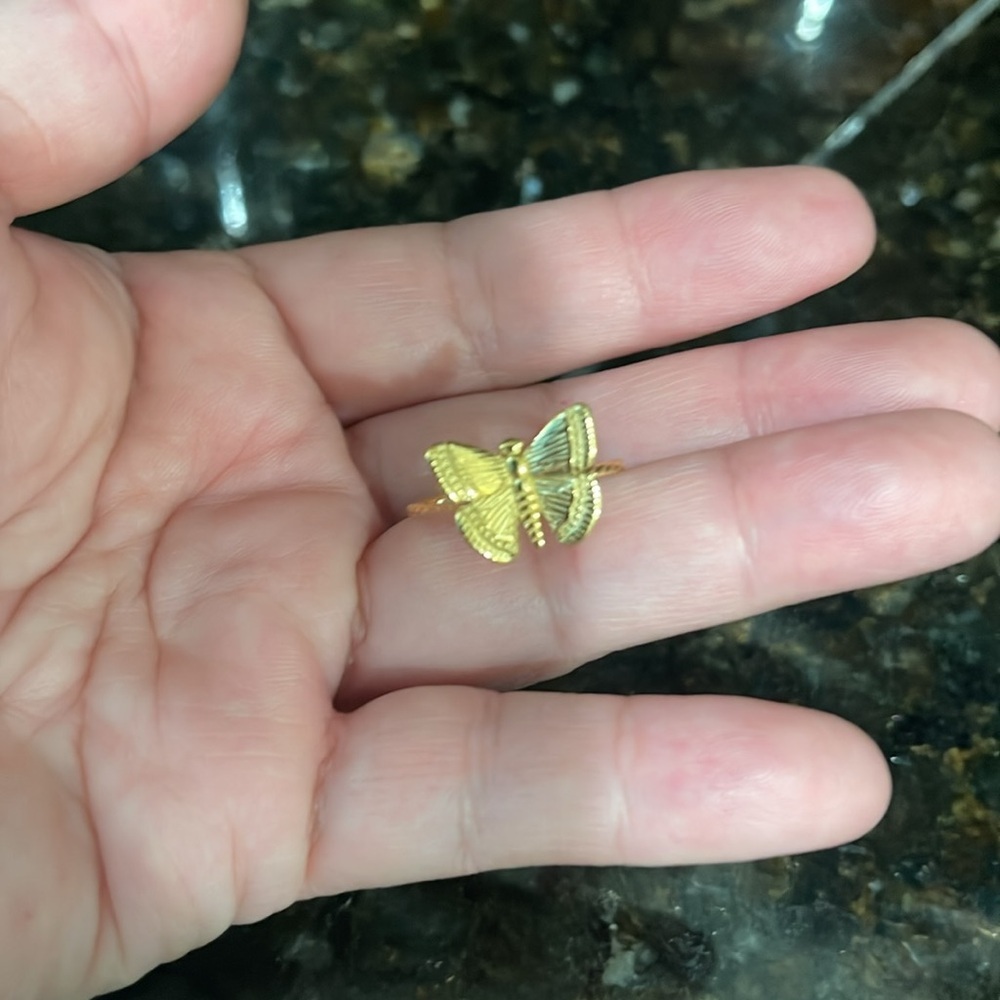 Fashion Butterfly Ring Stainless Steel 18k Gold Plated Adjustable Trendy New - Picture 9 of 11